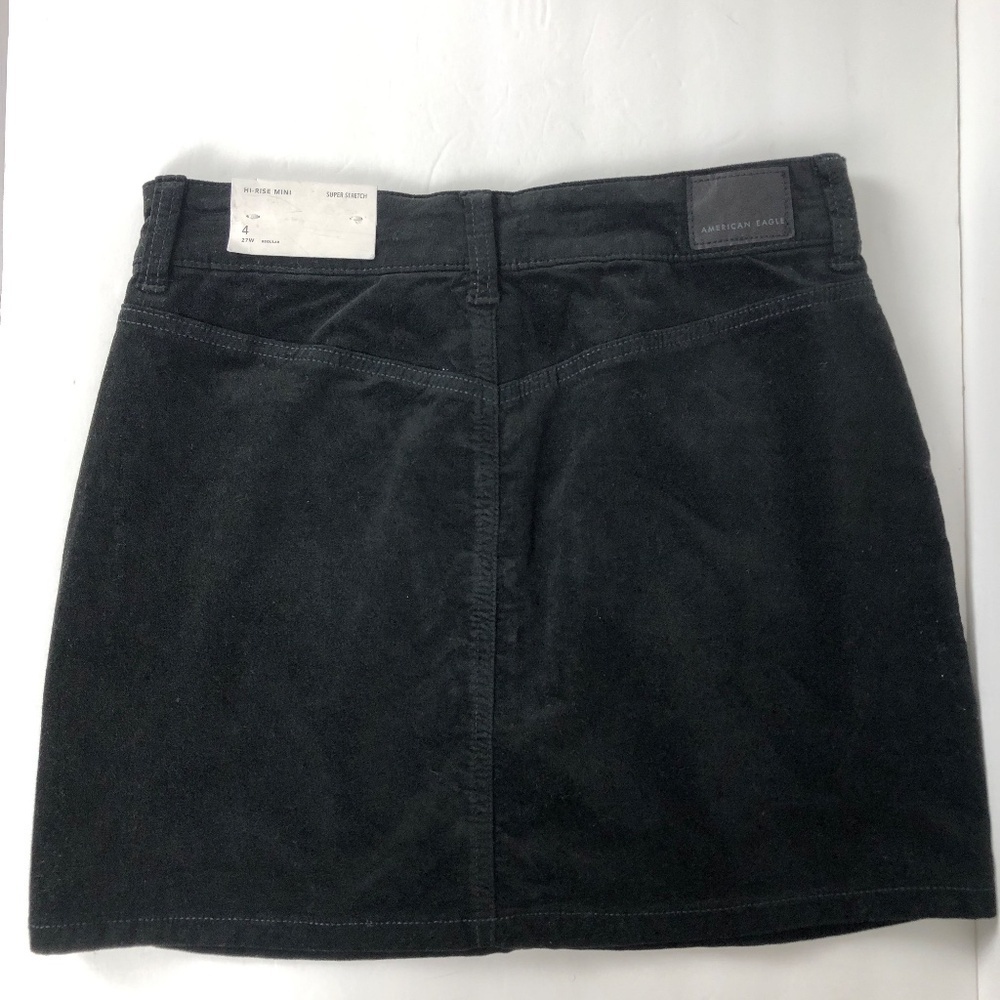 NWT American Eagle Outfitters High-Rise Mini Velvet‎ Skirt Black Super Stretch - Picture 4 of 9